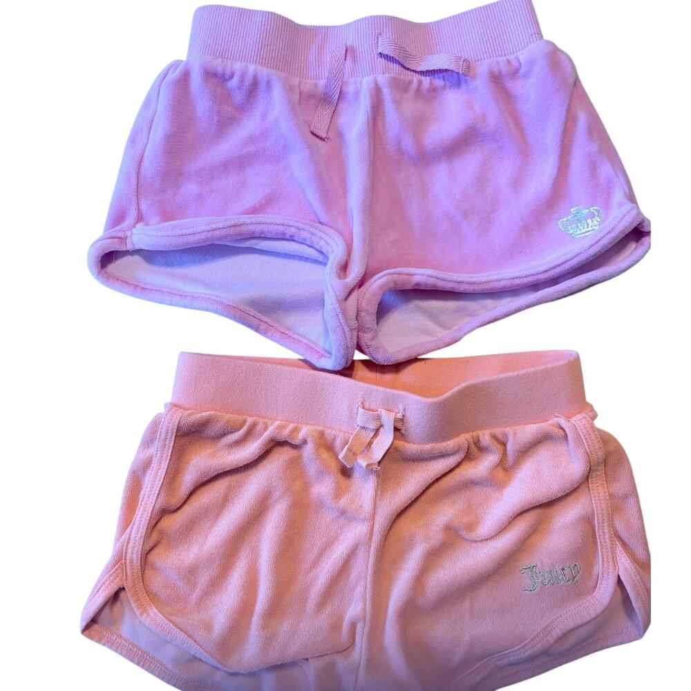 Two pair Girls Juicy Couture Shorts Pink (6) and Coral (6x)
